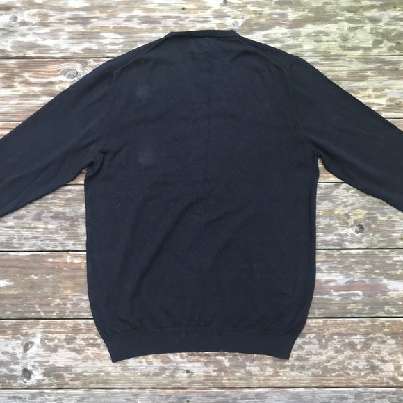 Zara Men Sweater Black V neck Pull over Long Sleev - Picture 6 of 8